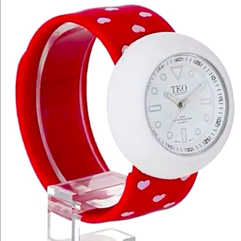 Heart Print Slap Bracelet Watch